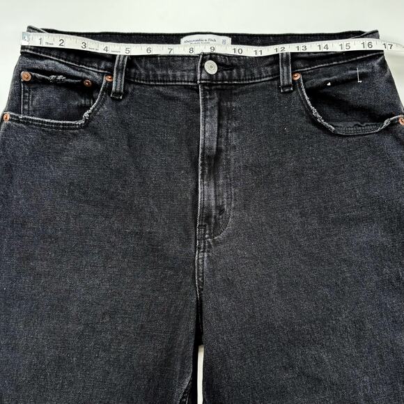 Abercrombie The Ankle Straight Ultra High Rise Jeans Size 32 Long Distressed - Picture 12 of 14
